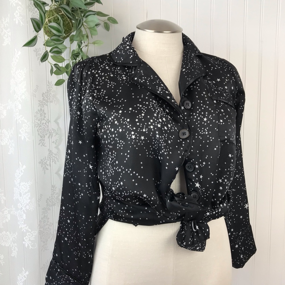 Black Star Print Women's Sleepwear Top